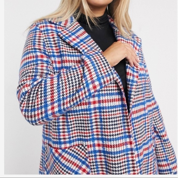 Asos Curve check coat in wool blend 14 - Picture 2 of 10